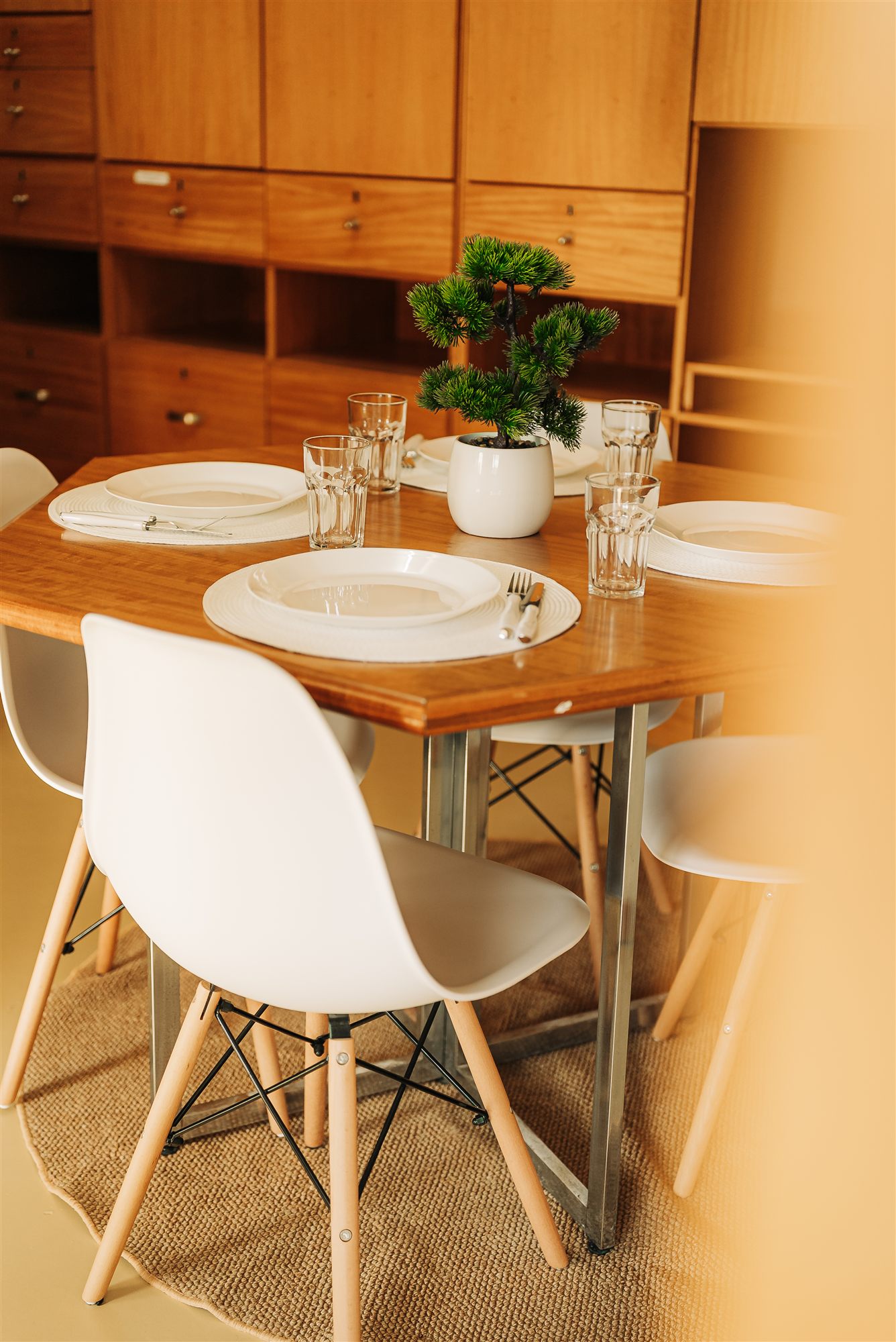 Prepared shared dining table at Porto Peace Haven